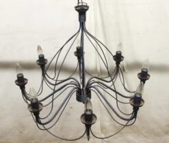 Vintage 8 Arm Blue & Black Wrought Iron Chandelier 9 Vintage 8 Arm Blue & Black Wrought Iron Chandelier -OGT Sale Store chandeliers for sale p263310