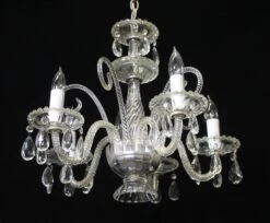 Antique 1940s Victorian Crystal 5 Arm Chandelier 17 Antique 1940s Victorian Crystal 5 Arm Chandelier -OGT Sale Store chandeliers for sale q272695
