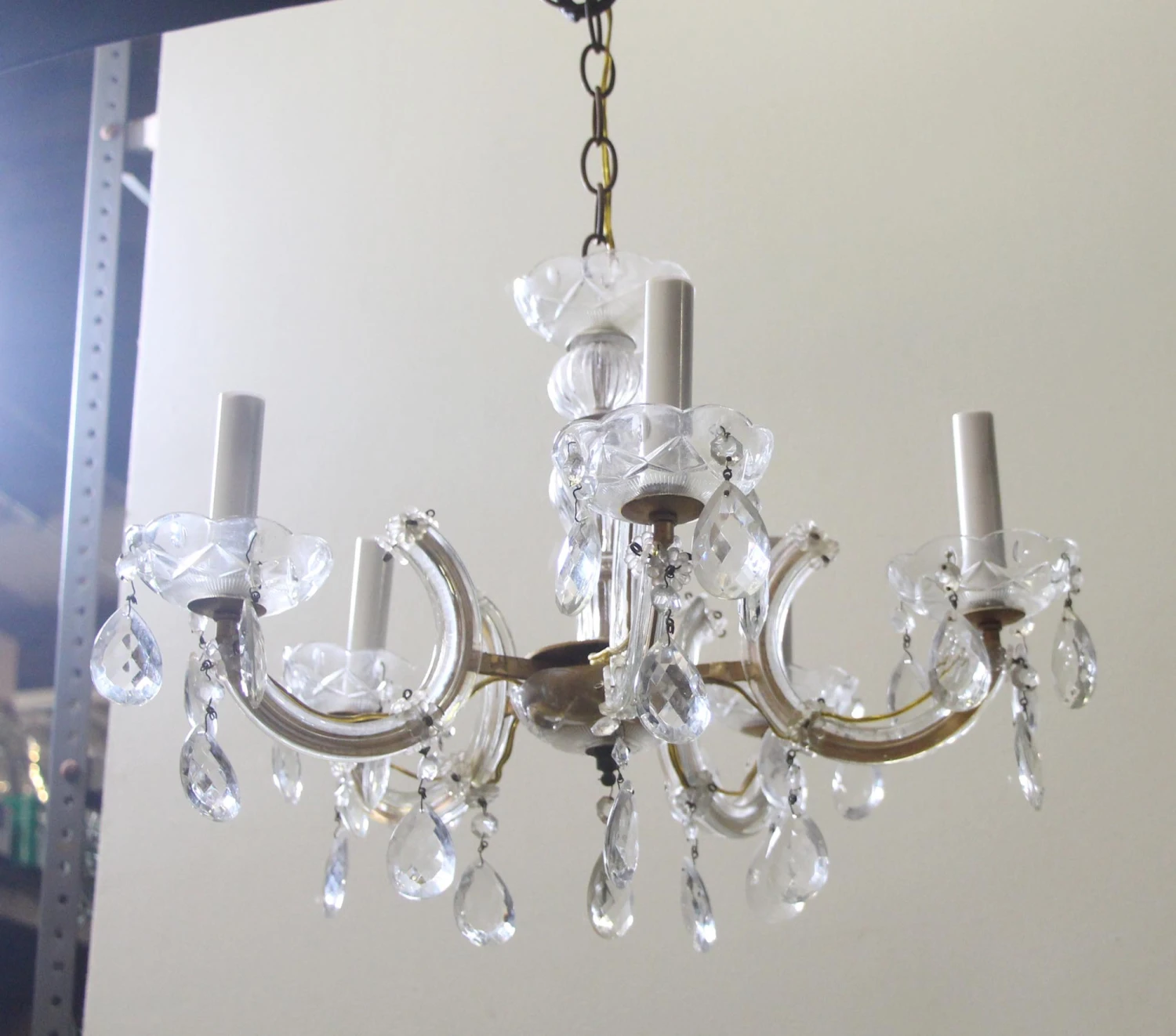 Antique Petite Marie Therese 5 Arm Crystal Chandelier 5 Antique Petite Marie Therese 5 Arm Crystal Chandelier - Image 3