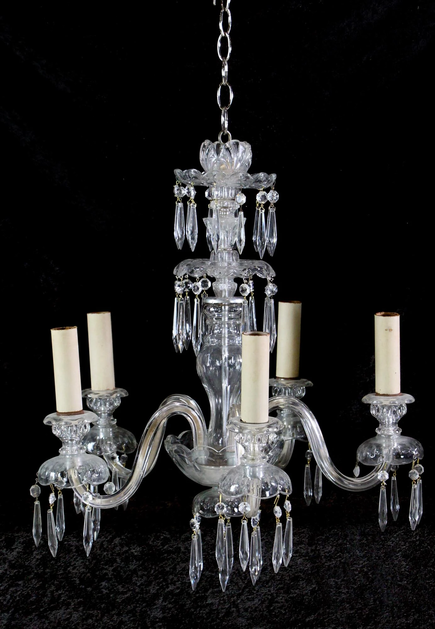 Antique Traditional 5 Arm Clear Crystal Chandelier 5 Antique Traditional 5 Arm Clear Crystal Chandelier - Image 3