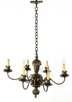 Antique Brass 6 Arm Fluted Georgian Chandelier -OGT Sale Store chandeliers for sale q275864