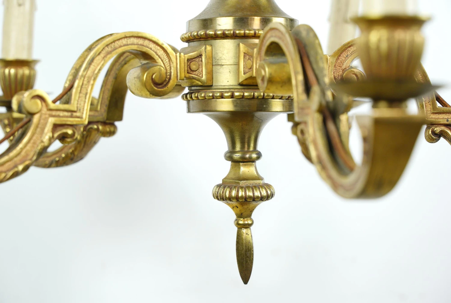 Art Deco 5 Arm Cast Brass 22 In. Chandelier 5 Art Deco 5 Arm Cast Brass 22 In. Chandelier - Image 3