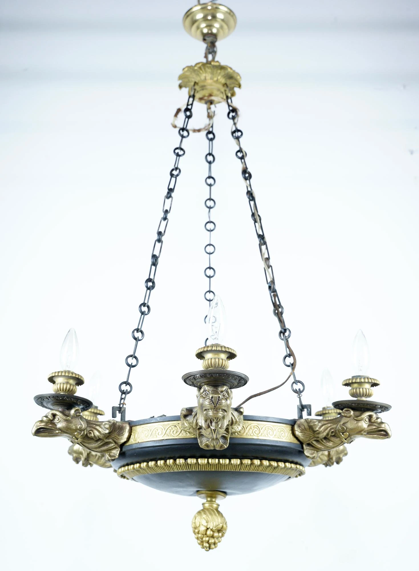 French Empire 6 Arm Lions & Eagles Bronze Chandelier 5 French Empire 6 Arm Lions & Eagles Bronze Chandelier - Image 3