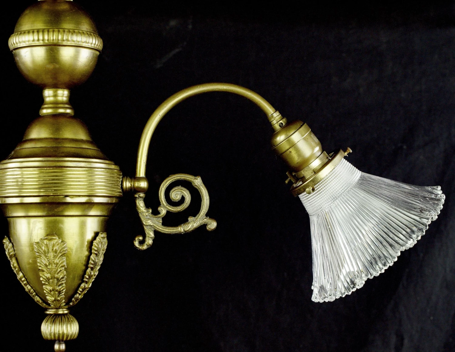 Antique Victorian Gas Converted Electric 2 Down Arm Brass Chandelier 5 Antique Victorian Gas Converted Electric 2 Down Arm Brass Chandelier - Image 3