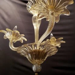 Vintage Murano Glass 3 Up J Arms Chandelier With Gold Inflections 10 Vintage Murano Glass 3 Up J Arms Chandelier With Gold Inflections -OGT Sale Store chandeliers for sale q284959