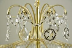 Vintage Cascading Crystal Polished Brass Basket Chandelier -OGT Sale Store chandeliers for sale q287602