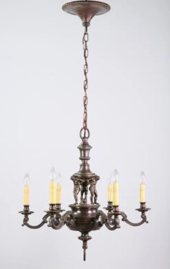 French Empire Bronze Chandelier With 3 Male Atlas Figures