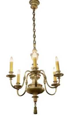 Georgian 6 Arm Silver Over Bronze Chandelier