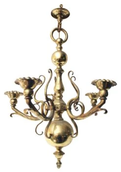 Imported French Bronze 5 Arm Art Nouveau Chandelier