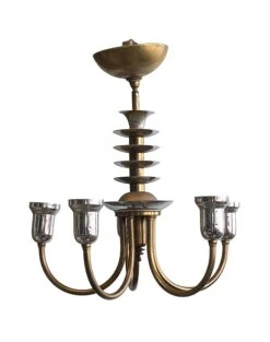 Jetson Art Deco Nickel & Bronze Chandelier