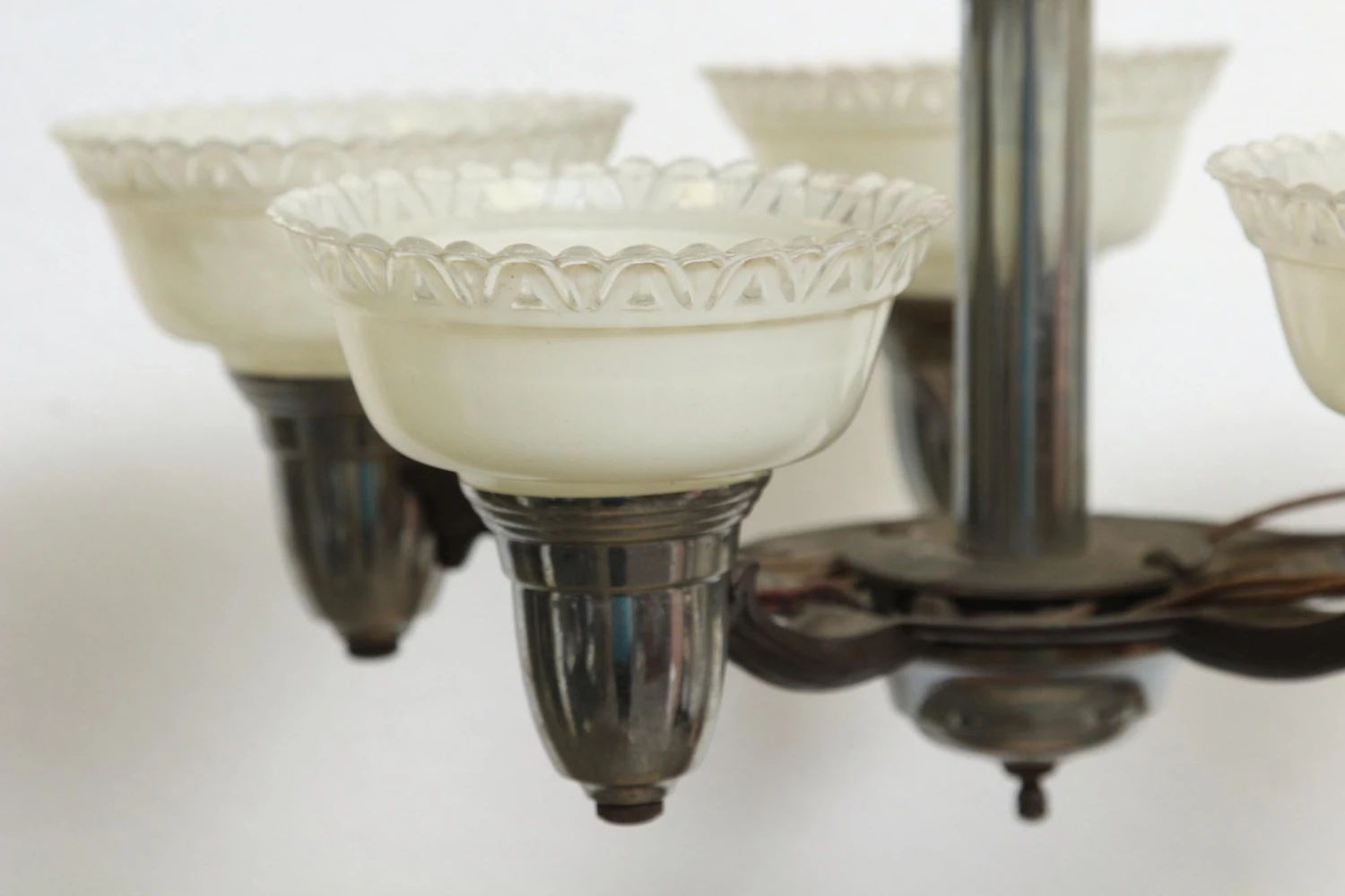 Art Deco 5 Arm Slip Shade Chrome Chandelier 4 Art Deco 5 Arm Slip Shade Chrome Chandelier - Image 2