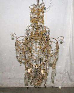 Victorian 3 Arm Amber & Clear Crystal Chandelier -OGT Sale Store chandeliers l211904