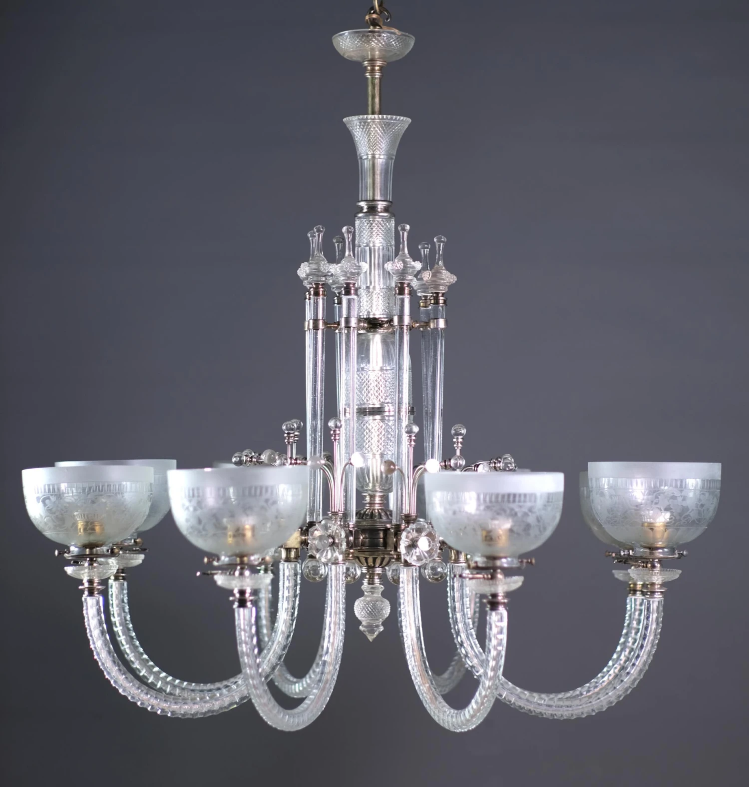 Late 20th Century 8 Arm Cut Crystal Fine Osler Chandelier 3 Late 20th Century 8 Arm Cut Crystal Fine Osler Chandelier