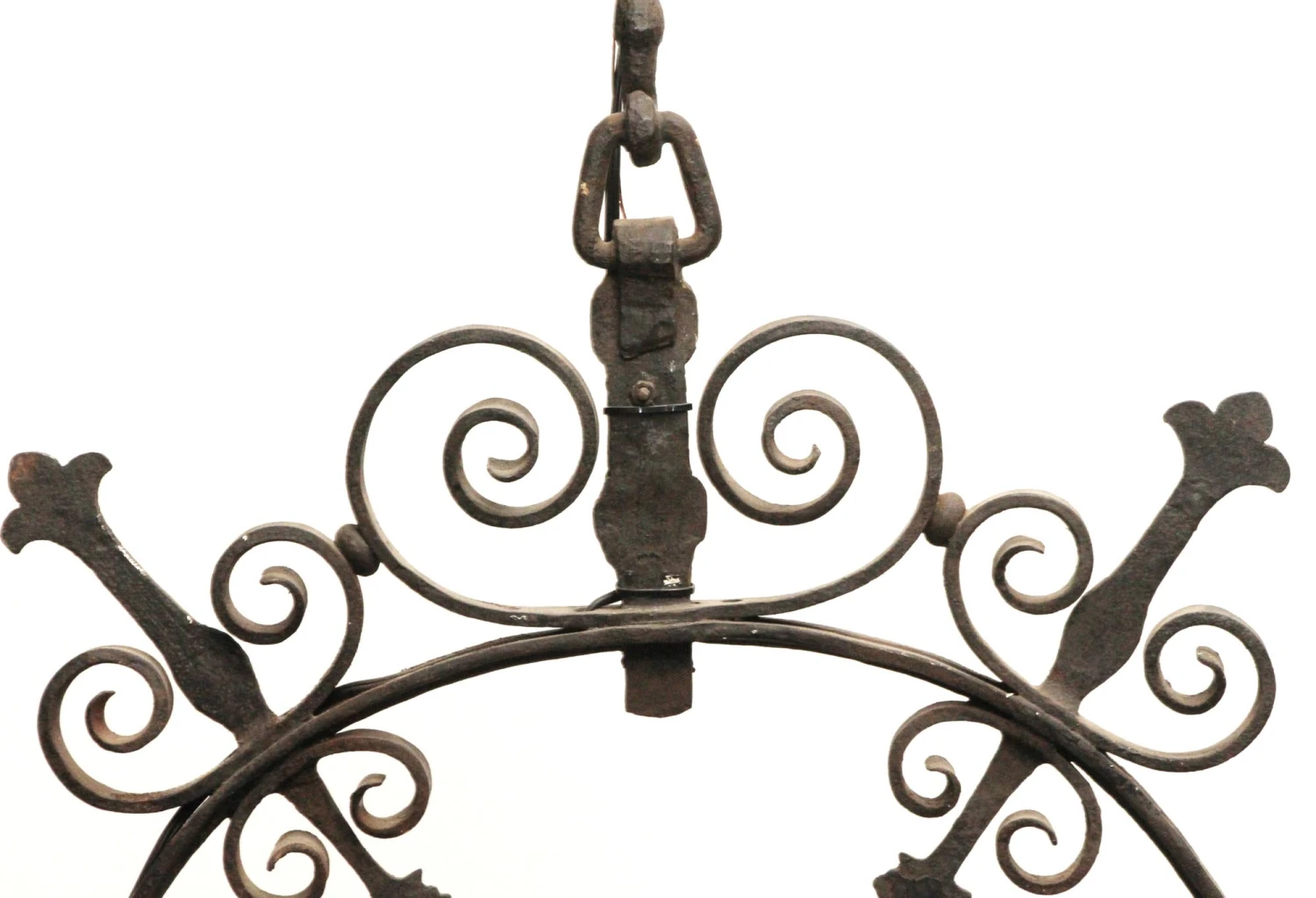 Antique Colonial Forged Iron 6 Light Chandelier 4 Antique Colonial Forged Iron 6 Light Chandelier - Image 2
