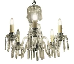 Mid Century 5 Arm Crystal Chandelier