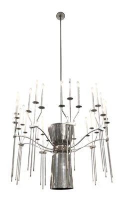 Mid Century Grand 27 Light Aluminum Chandelier