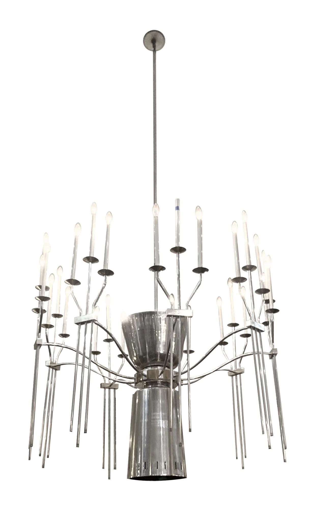 Mid Century Grand 27 Light Aluminum Chandelier 3 Mid Century Grand 27 Light Aluminum Chandelier
