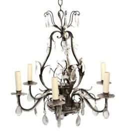 Modern 6 Arm Italian Floral Crystal Chandelier
