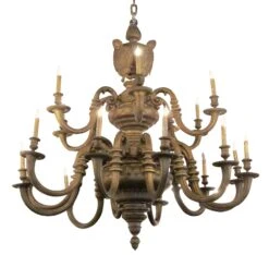 New York City Seal 5 Ft. Gilt Bronze Baroque Style Chandelier