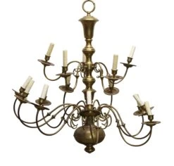Oversized Antique Williamsburg 15 Arm Brass Chandelier