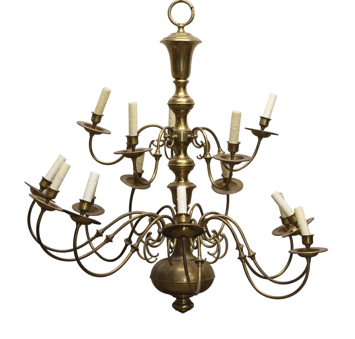 Oversized Antique Williamsburg 15 Arm Brass Chandelier 3 Oversized Antique Williamsburg 15 Arm Brass Chandelier