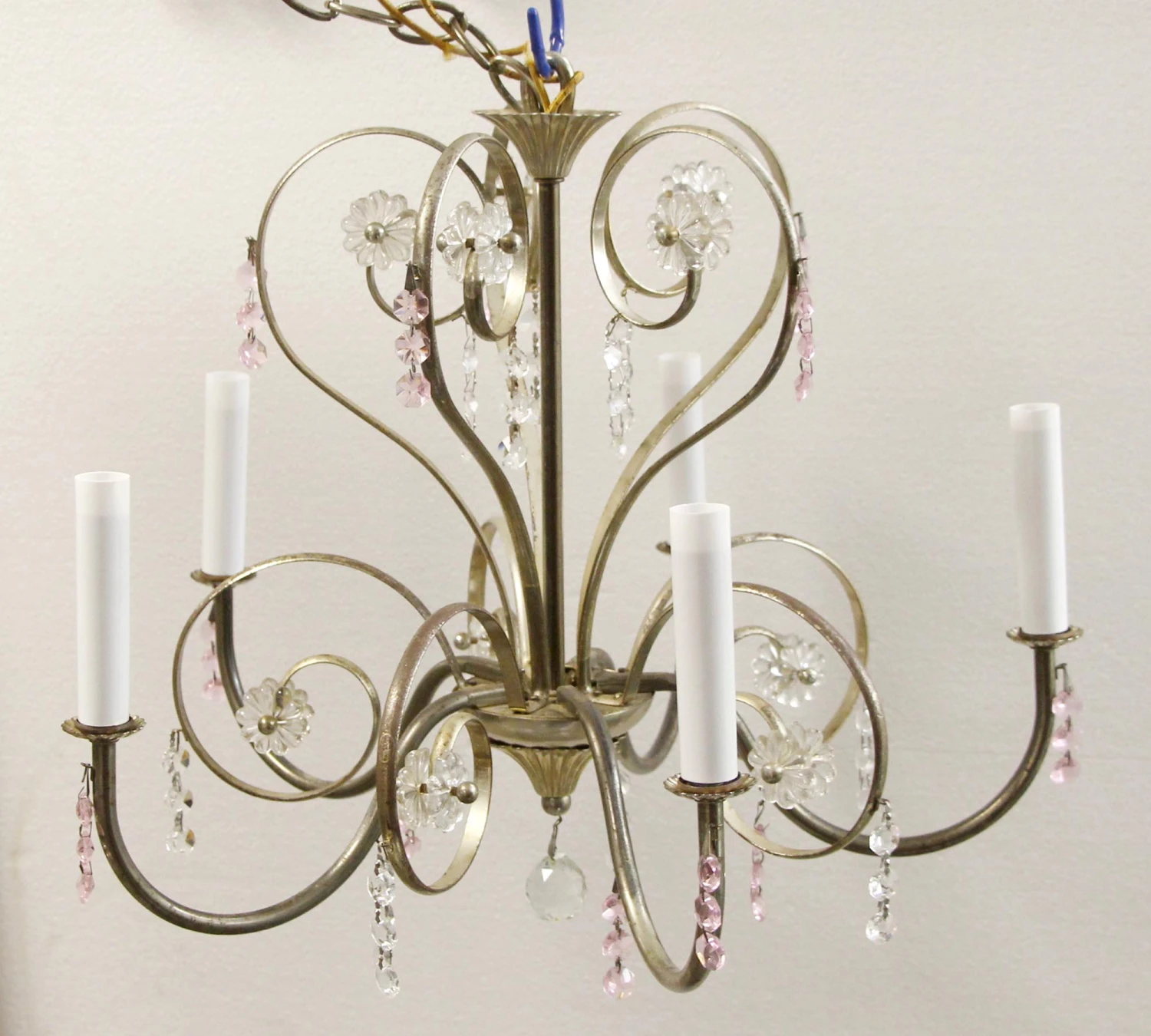 1950s Petite French Chandelier Silver Plate 4 1950s Petite French Chandelier Silver Plate - Image 2