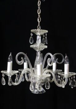 Antique 1940s Victorian Crystal 5 Arm Chandelier 16 Antique 1940s Victorian Crystal 5 Arm Chandelier -OGT Sale Store chandeliers q272695