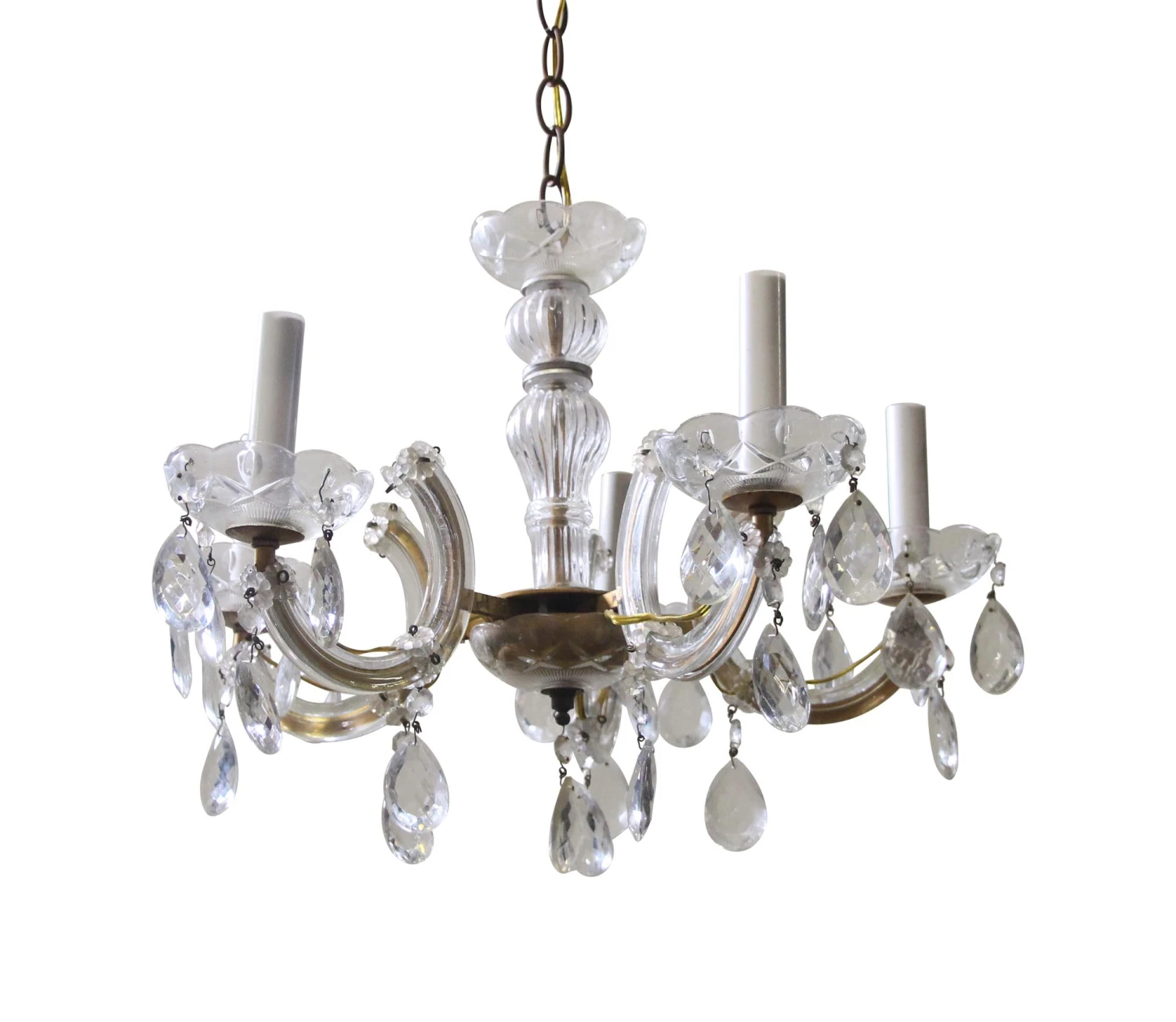 Antique Petite Marie Therese 5 Arm Crystal Chandelier 4 Antique Petite Marie Therese 5 Arm Crystal Chandelier - Image 2