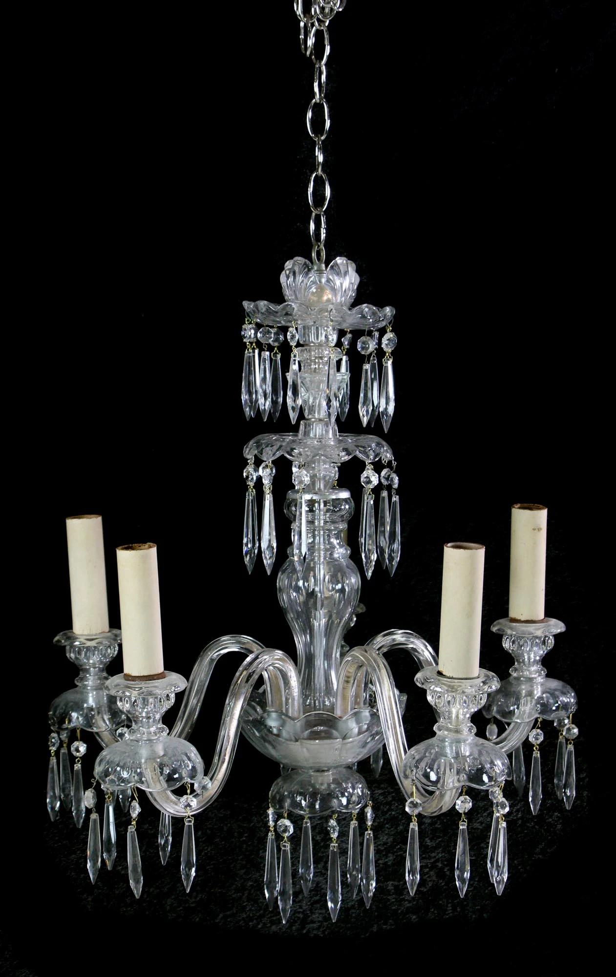 Antique Traditional 5 Arm Clear Crystal Chandelier 4 Antique Traditional 5 Arm Clear Crystal Chandelier - Image 2