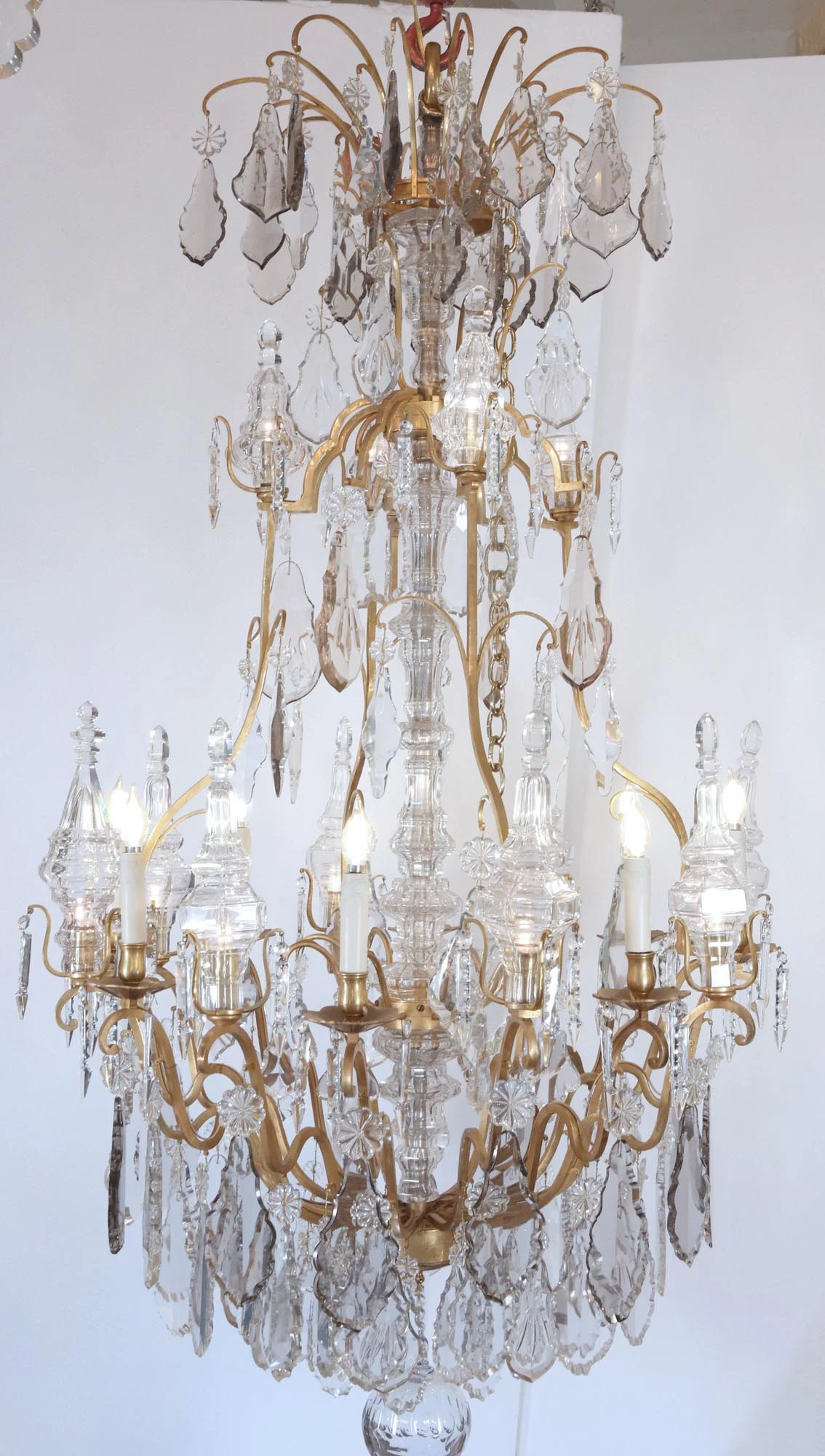 Antique French Louis XV Gilt Bronze & Crystal 20 Arm Cage Chandelier 4 Antique French Louis XV Gilt Bronze & Crystal 20 Arm Cage Chandelier - Image 2