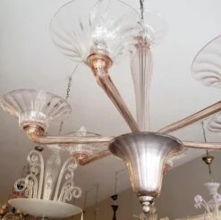 Vintage Murano Swirl Glass Light Pink 6 Up Arms Chandelier 5 Vintage Murano Swirl Glass Light Pink 6 Up Arms Chandelier -OGT Sale Store chandeliers q284941