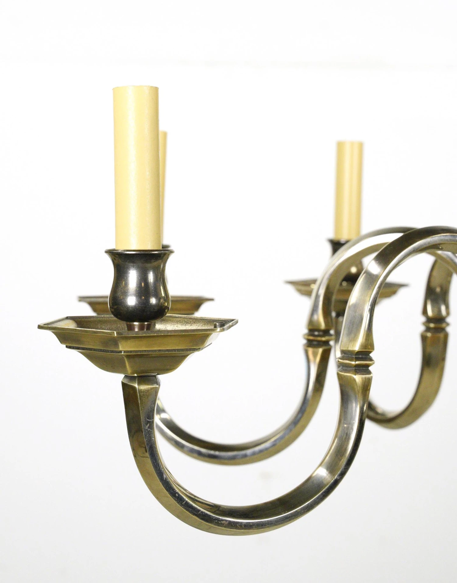 Dutch Style 8 Arm Two Tone Nickel Brass Chandelier 4 Dutch Style 8 Arm Two Tone Nickel Brass Chandelier - Image 2