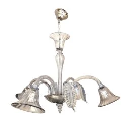 Vintage Light Blue Murano Glass 4 Arm Chandelier