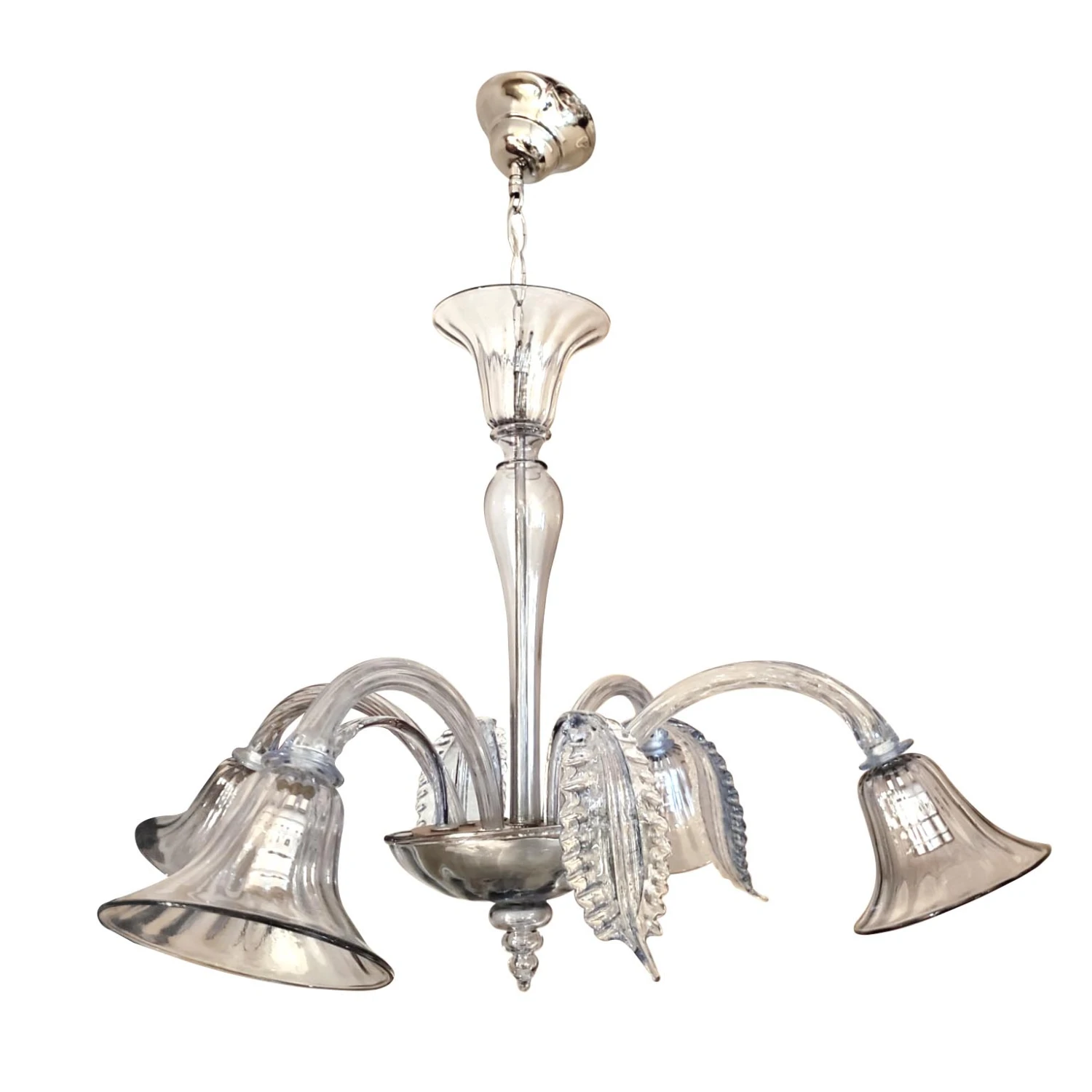 Vintage Light Blue Murano Glass 4 Arm Chandelier 3 Vintage Light Blue Murano Glass 4 Arm Chandelier