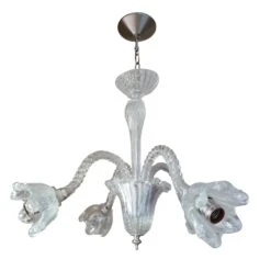 Vintage Murano Crystal 4 Arm Chandelier