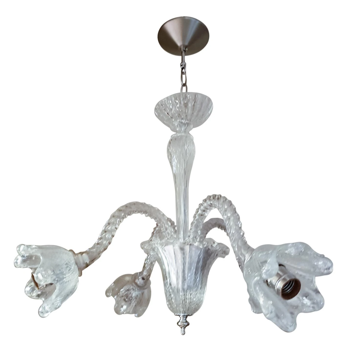 Vintage Murano Crystal 4 Arm Chandelier 3 Vintage Murano Crystal 4 Arm Chandelier