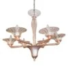 Vintage Murano Swirl Glass Light Pink 6 Up Arms Chandelier
