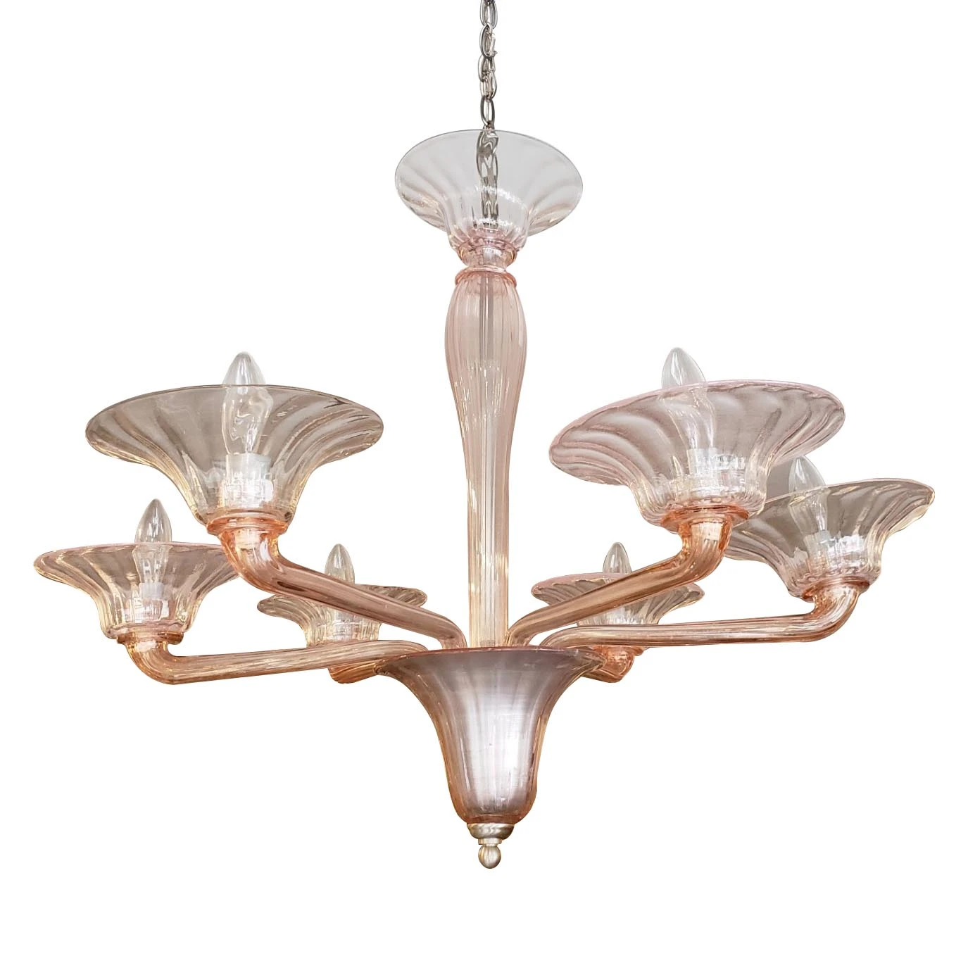 Vintage Murano Swirl Glass Light Pink 6 Up Arms Chandelier 3 Vintage Murano Swirl Glass Light Pink 6 Up Arms Chandelier