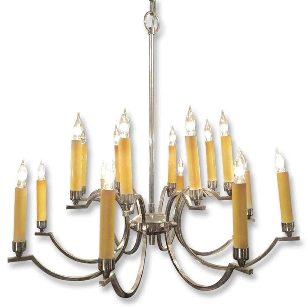 Vintage Nickel Multi Tiered Mid Century Modern Chandelier 3 Vintage Nickel Multi Tiered Mid Century Modern Chandelier