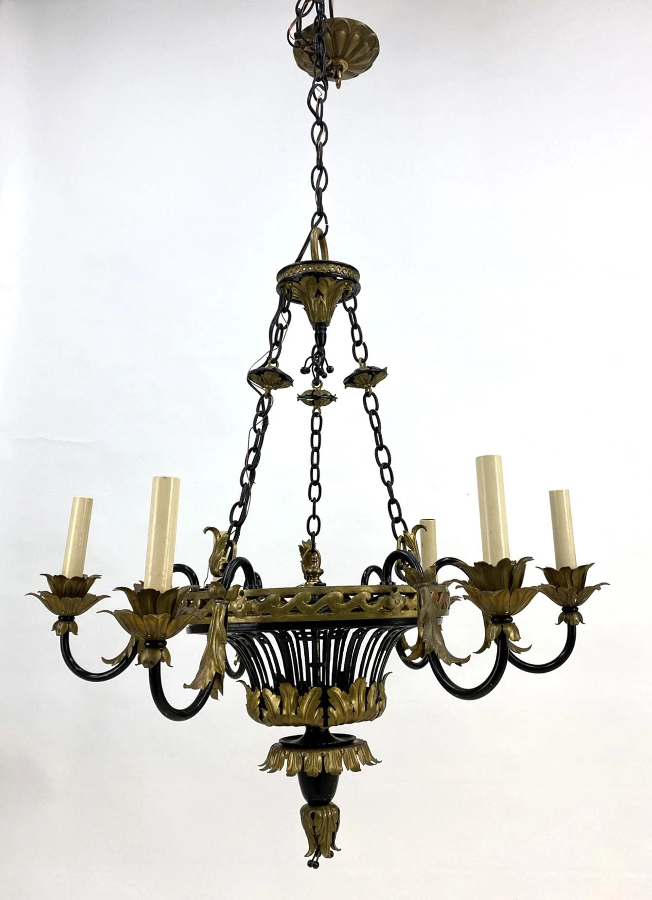 1930s French Country 6 Arm Chandelier 6 1930s French Country 6 Arm Chandelier - Image 4
