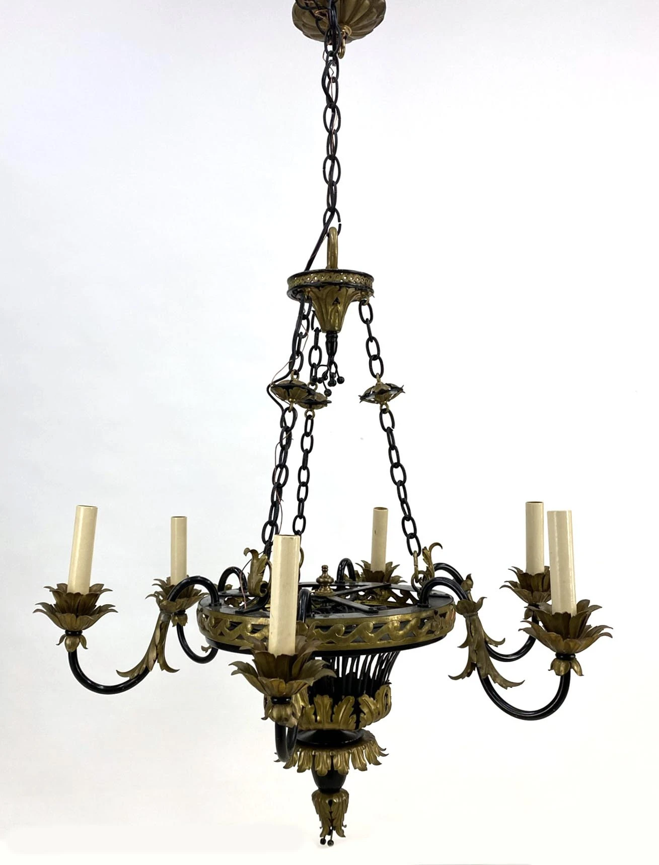 1930s French Country 6 Arm Chandelier 7 1930s French Country 6 Arm Chandelier - Image 5