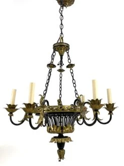 1930s French Country 6 Arm Chandelier 19 1930s French Country 6 Arm Chandelier -OGT Sale Store chc364 08