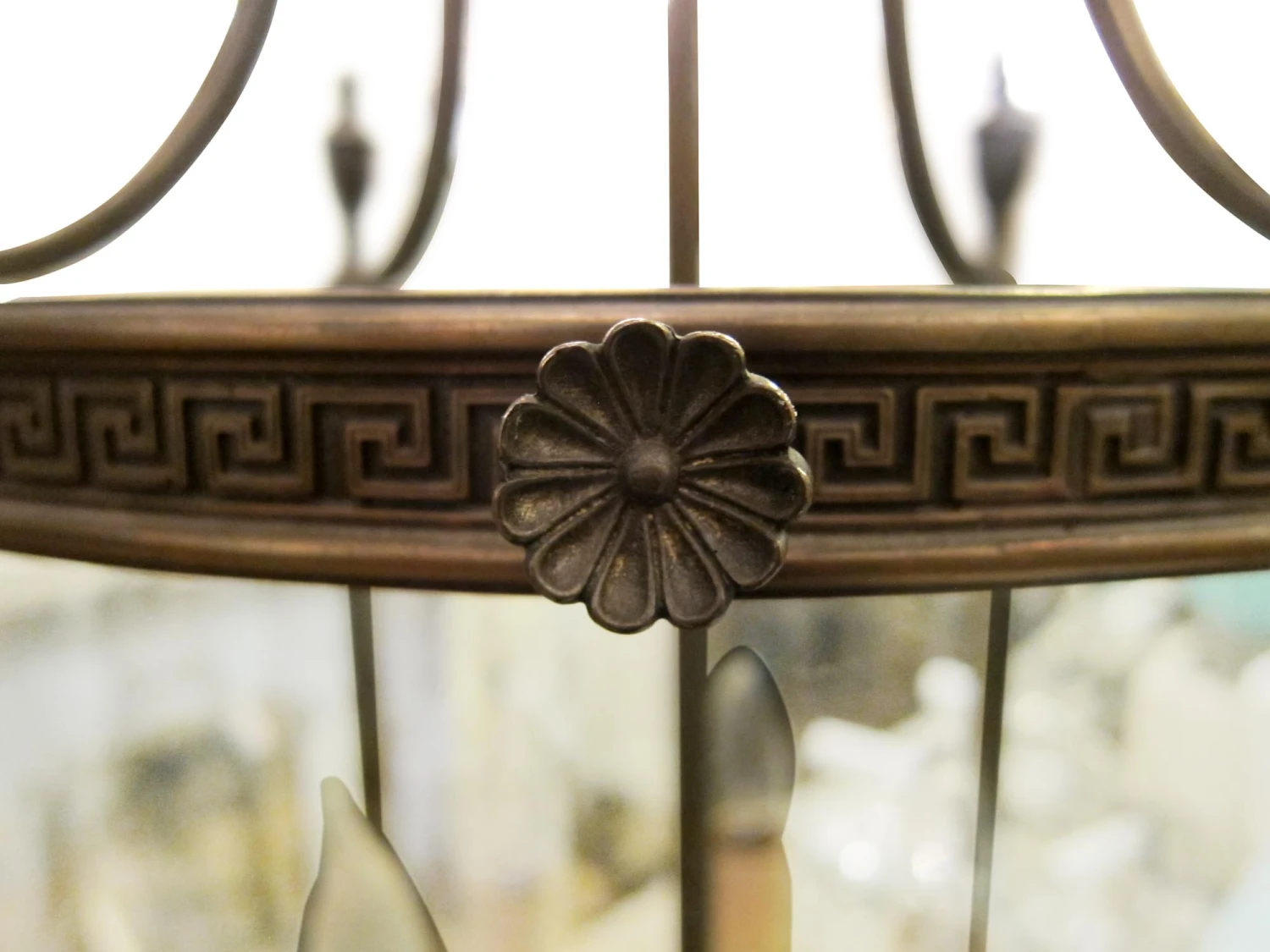 1910s Bronze 6 Light Neoclassical Ceiling Lantern 9 1910s Bronze 6 Light Neoclassical Ceiling Lantern - Image 7