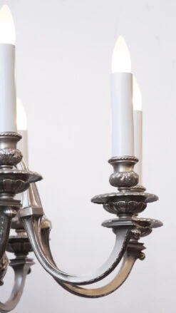 Antique English Regency Silvered Bronze 9 Light Chandelier 15 Antique English Regency Silvered Bronze 9 Light Chandelier -OGT Sale Store chc787 04