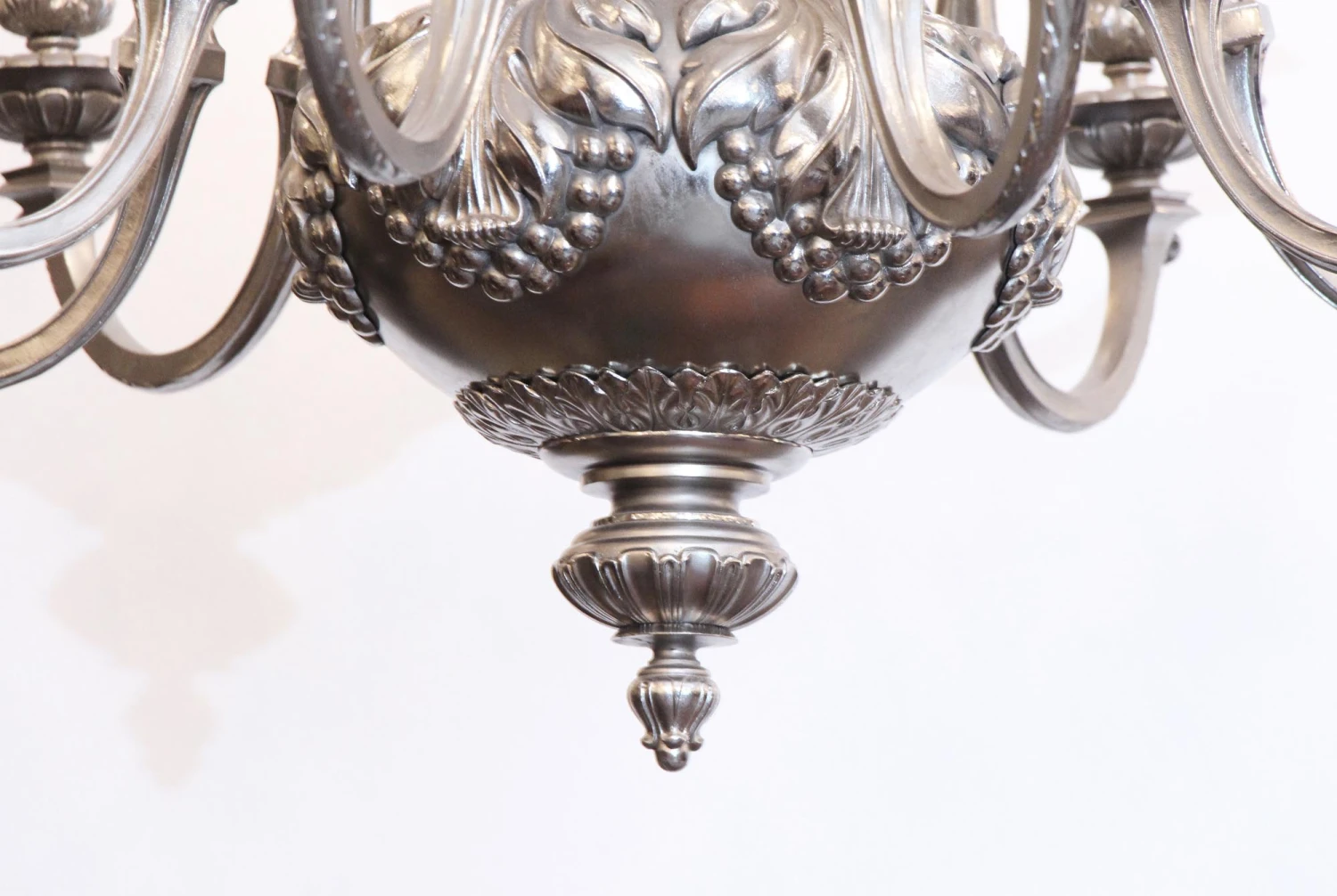 Antique English Regency Silvered Bronze 9 Light Chandelier 7 Antique English Regency Silvered Bronze 9 Light Chandelier - Image 5