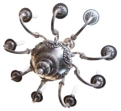 Antique English Regency Silvered Bronze 9 Light Chandelier 17 Antique English Regency Silvered Bronze 9 Light Chandelier -OGT Sale Store chc787 06