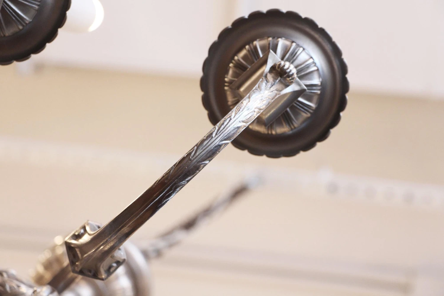 Antique English Regency Silvered Bronze 9 Light Chandelier 11 Antique English Regency Silvered Bronze 9 Light Chandelier - Image 9