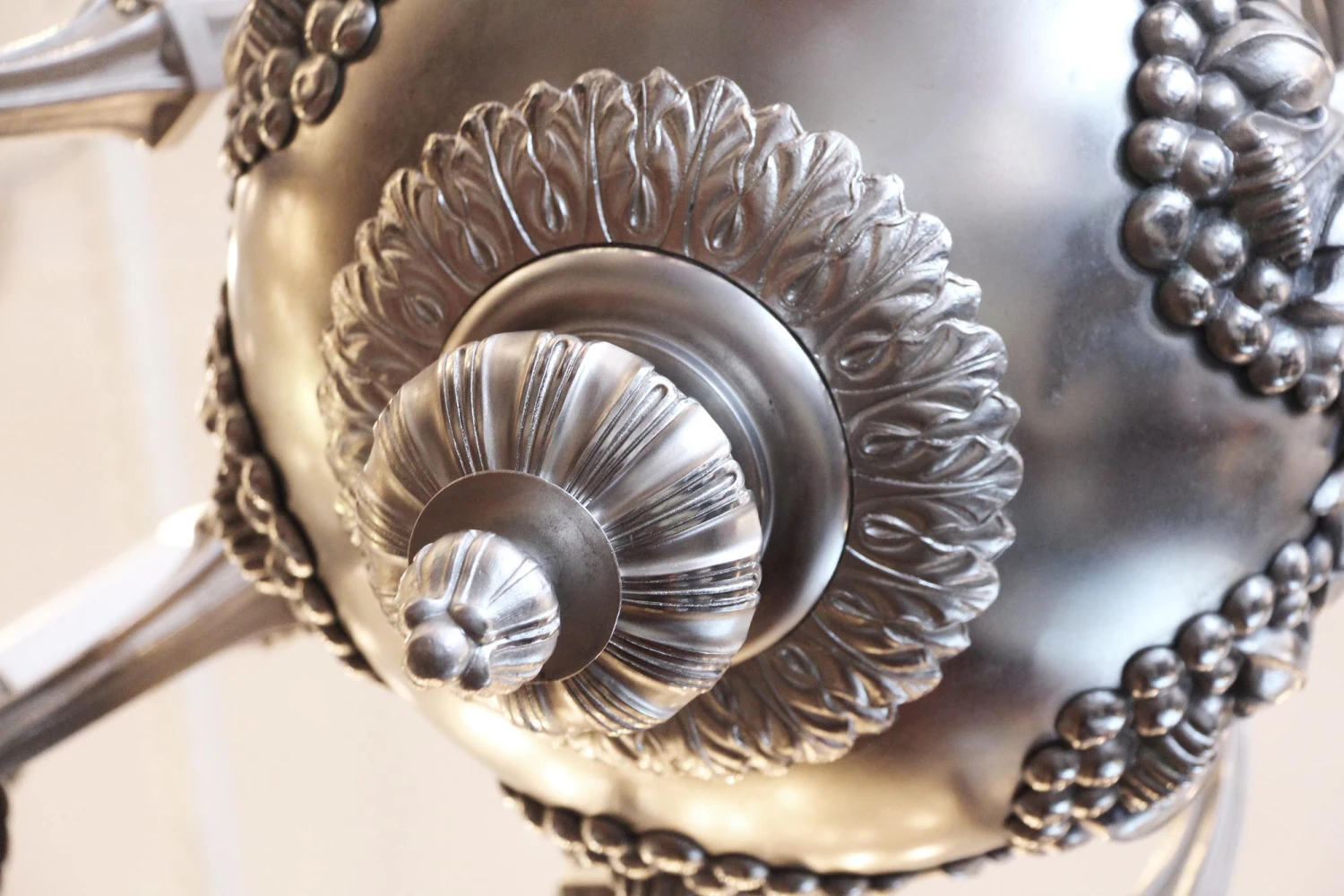 Antique English Regency Silvered Bronze 9 Light Chandelier 12 Antique English Regency Silvered Bronze 9 Light Chandelier - Image 10