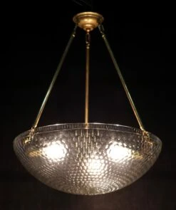 Large Italian Glass Dish Pendant Light With Honeycomb Pattern 13 Large Italian Glass Dish Pendant Light With Honeycomb Pattern -OGT Sale Store chr12216 05