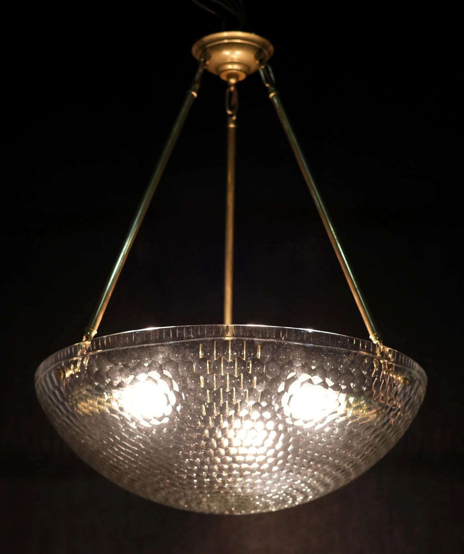 Large Italian Glass Dish Pendant Light With Honeycomb Pattern 7 Large Italian Glass Dish Pendant Light With Honeycomb Pattern - Image 5